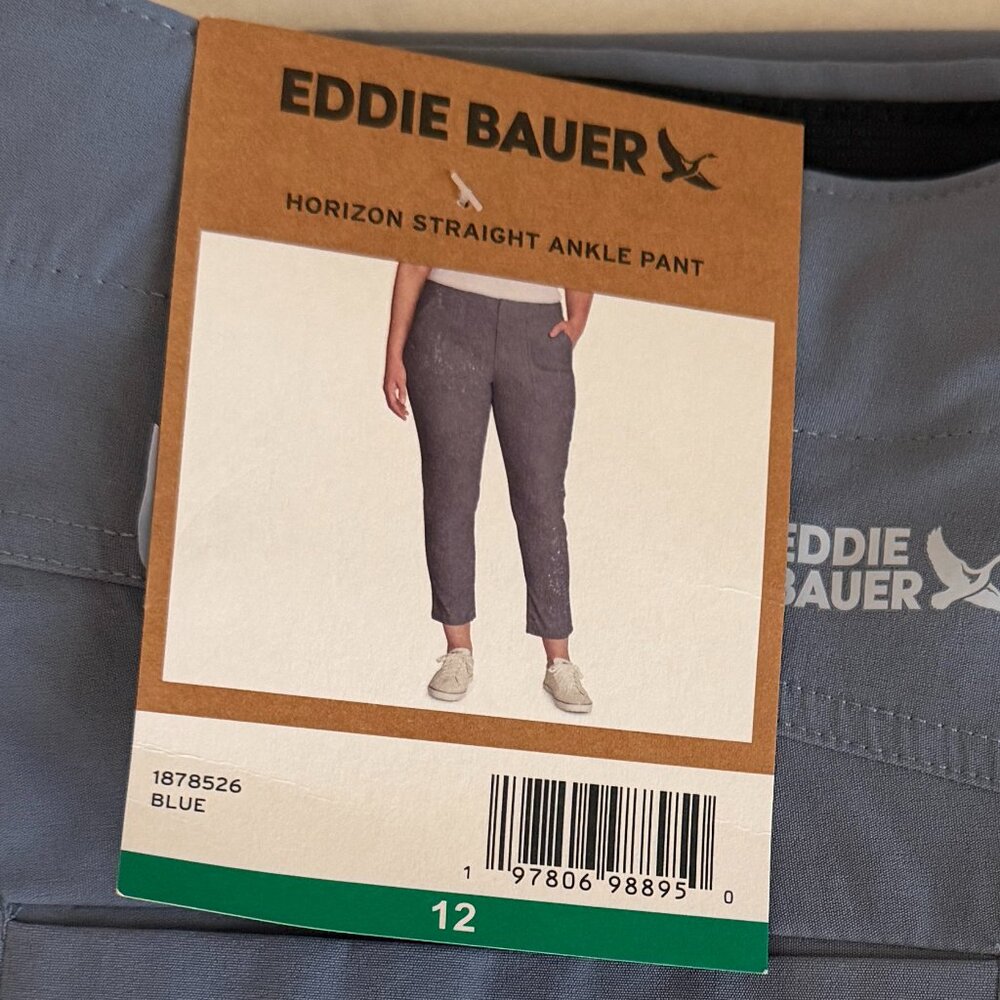 Eddie Bauer Women's Horizon Straight Ankle Pant Size 12 Blue Outdoor Casual NEW - Picture 15 of 16